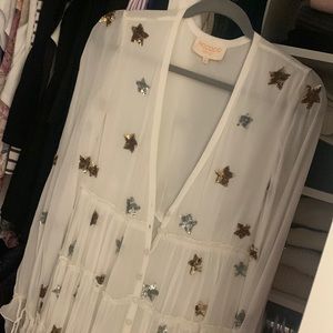 Rococo Sand White Maxi Dress with Gold and Silver Stars